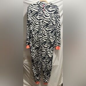 Zebra Print Onesie with Pink Zipper